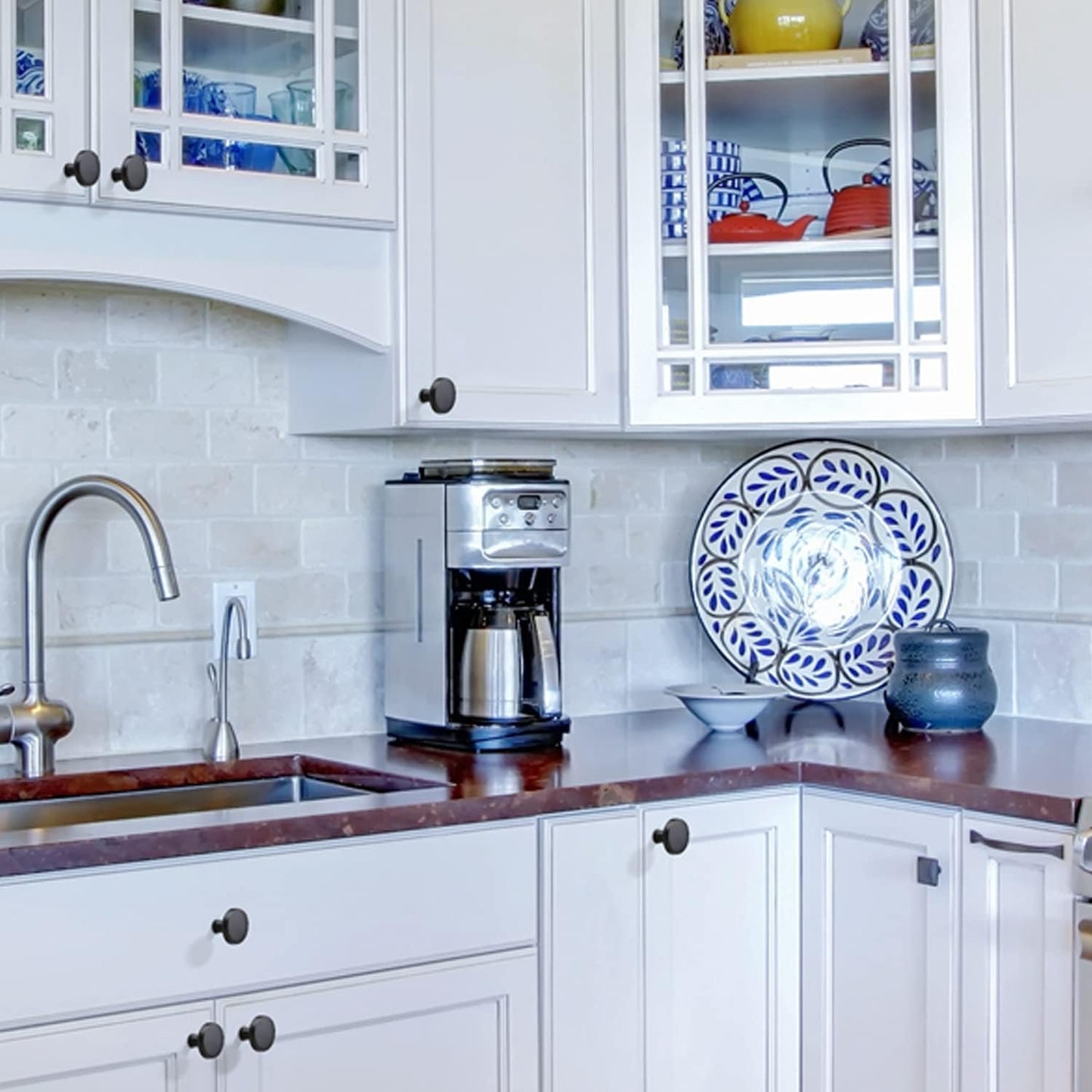 10 Pack Black Cabinet Knobs round Matte Kitchen Handles Zinc Alloy Metal Hardware for Dresser Drawer Desk Cupboard