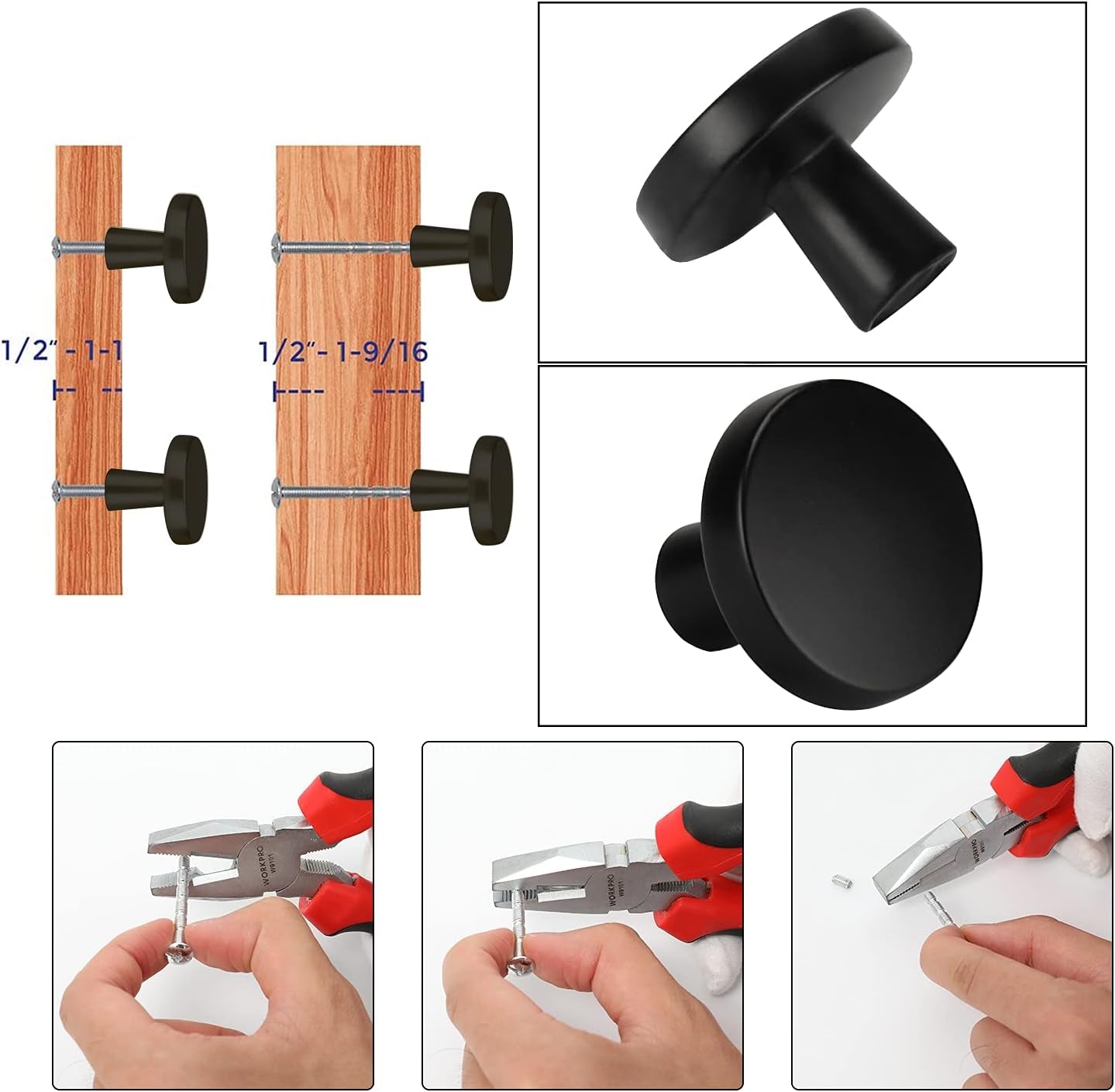 50 Pack Black Cabinet Knobs round Matte Kitchen Handles Zinc Alloy Metal Hardware for Dresser Drawer Desk Cupboard
