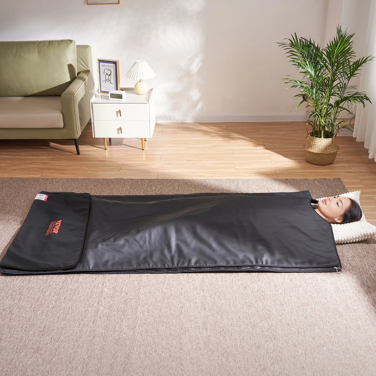 VEVOR Sauna Blanket for Detoxification, Portable Far Infrared Sauna for Home, PU Sauna Bag W/ Therapy Stones & Carbon Fiber Heating, 1-6 Level Adjustable Temp 95-185¨H, 1-60 Minutes Timer, 75 X 35In