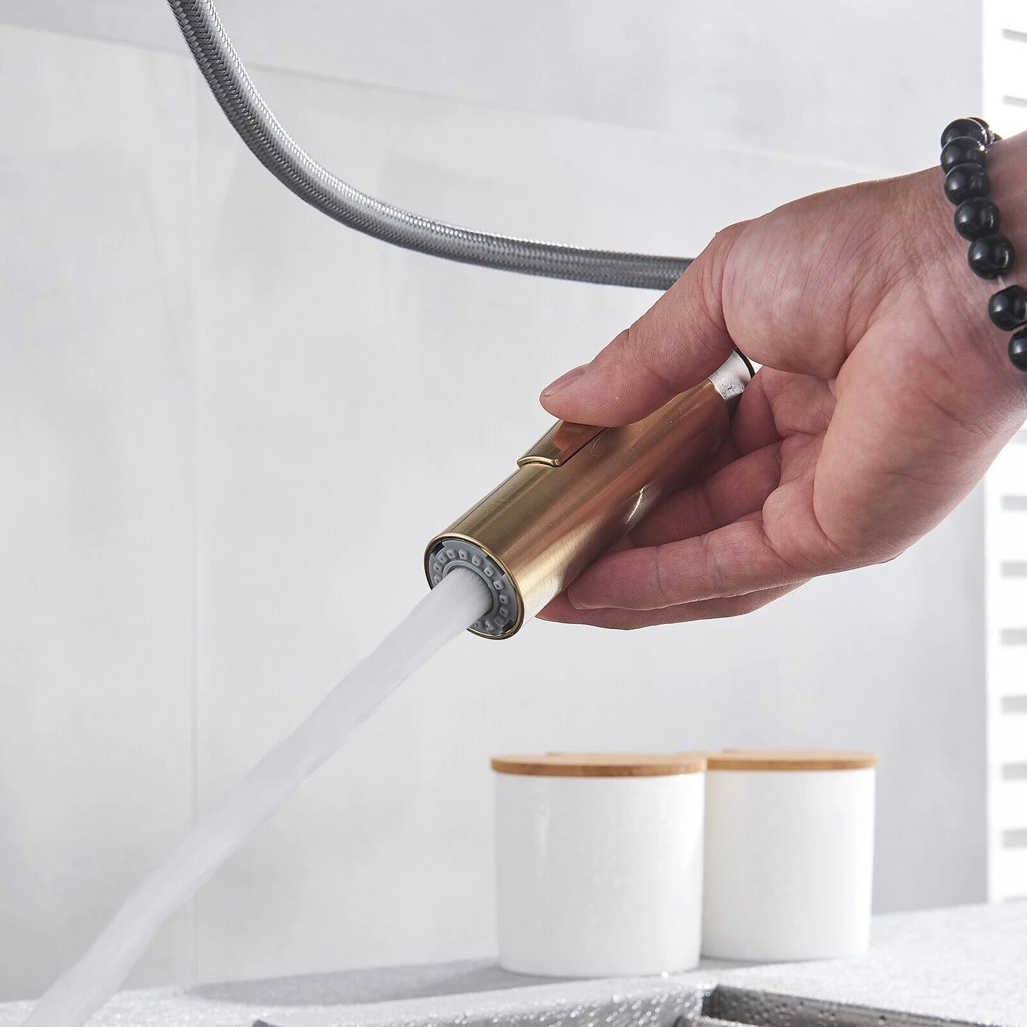 Brushed Gold Kitchen Faucet Sensitive Touch Control Sink Faucet