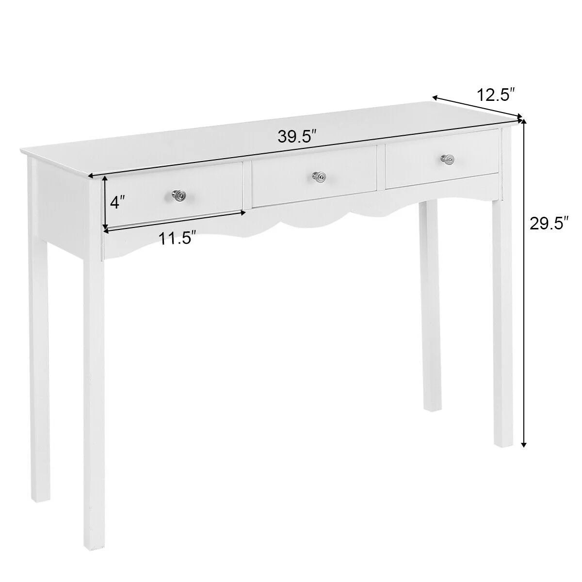 Console Table Hall Table Side Table Desk Accent Table 3 Drawers Entryway White