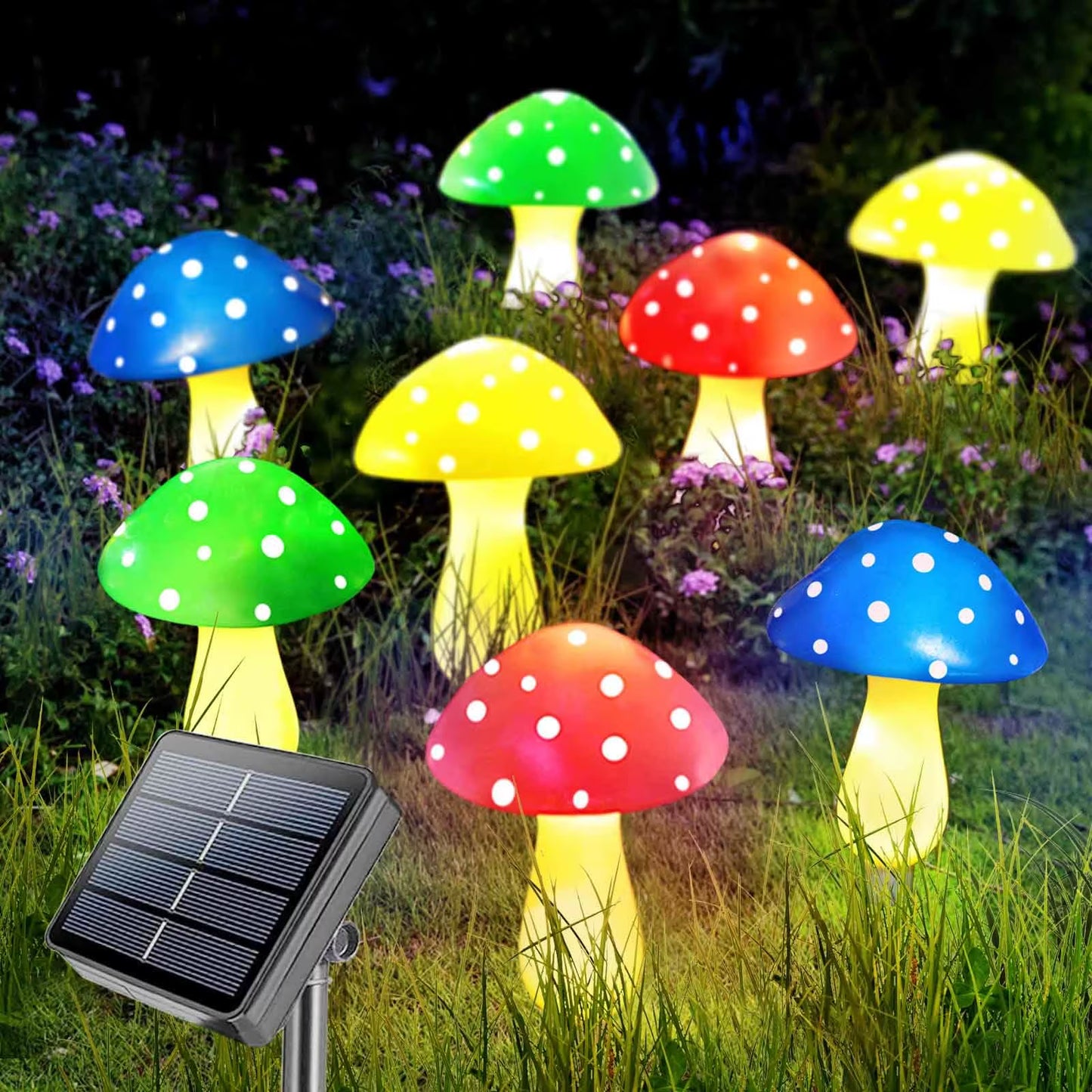 8Pcs Red LED Solar Mushroom Light Outdoor Garden Decor Waterproof Fairy Light Solar String Light Pathway Lawn Lamp Garden Light