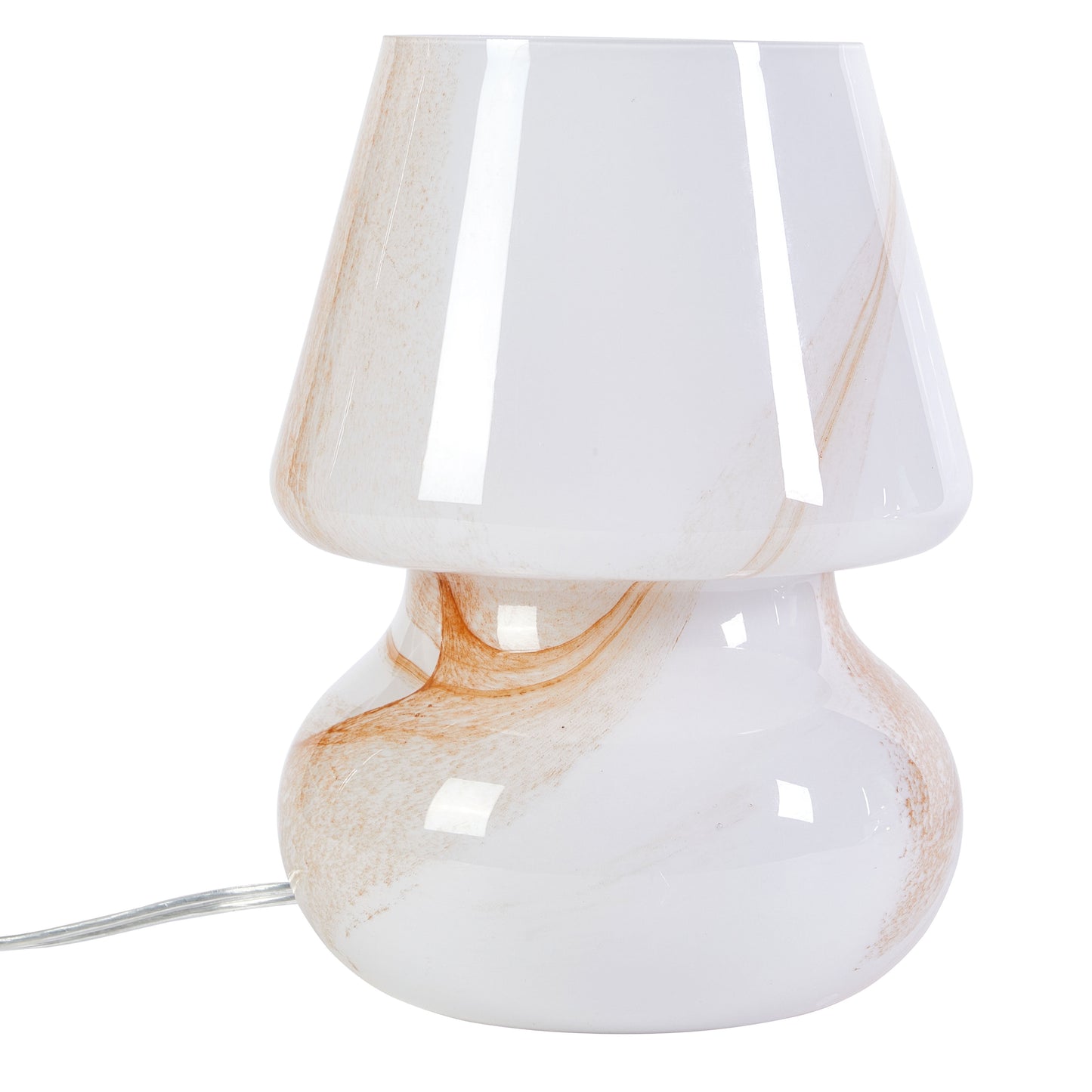 (2 Pack) Brown Marble Glass Mushroom Lamp, 10" H X 7.5" W, Plug In