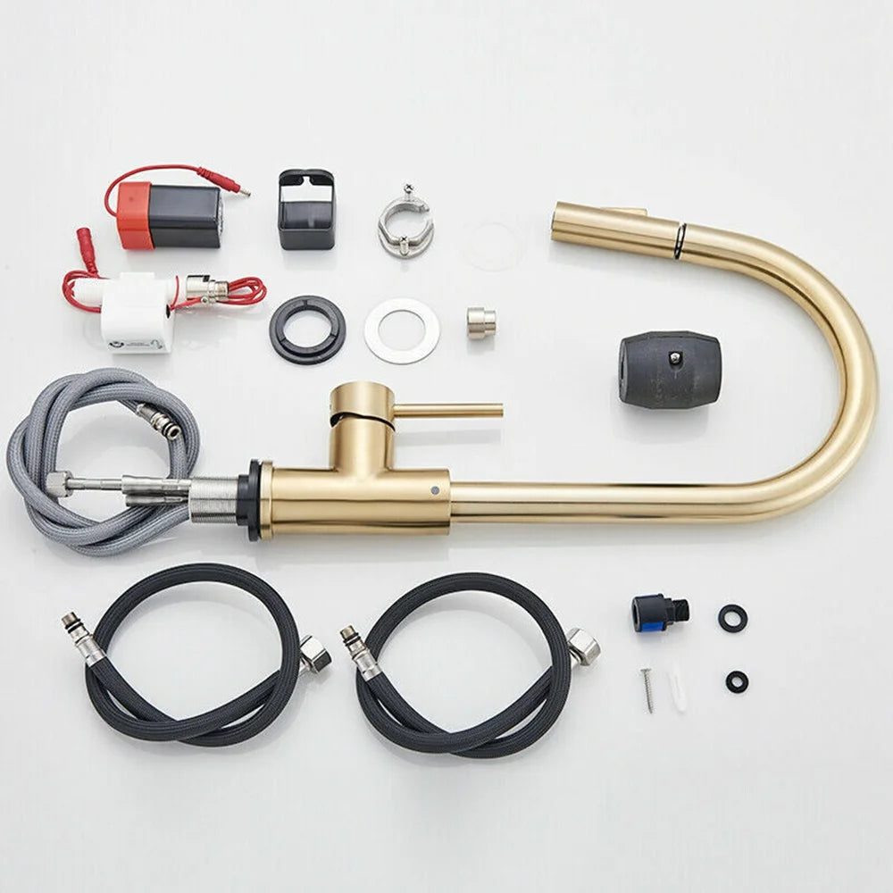 Brushed Gold Kitchen Faucet Sensitive Touch Control Sink Faucet