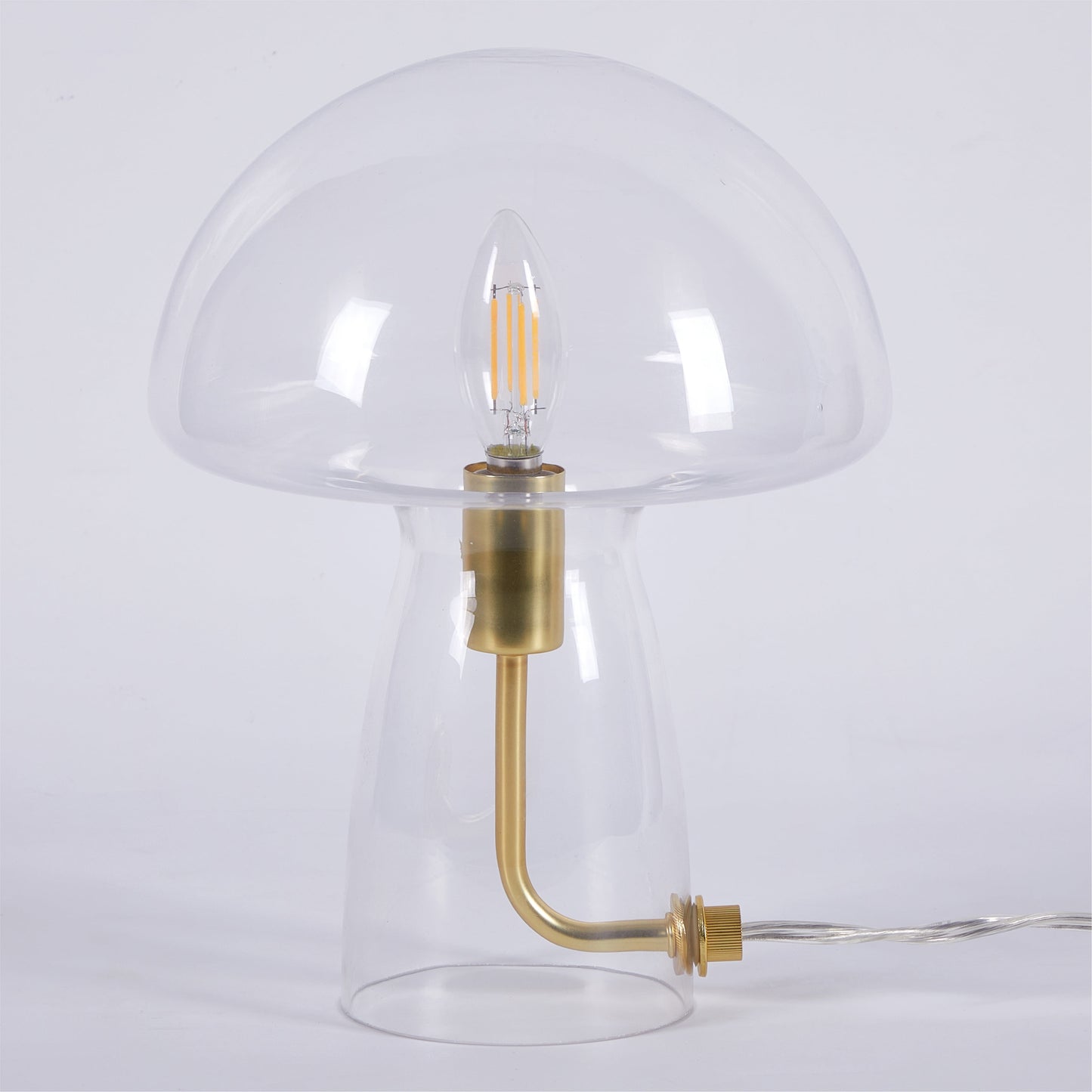 Novelty Glass Mushroom Lamp, Clear, 12" H, Plug-In