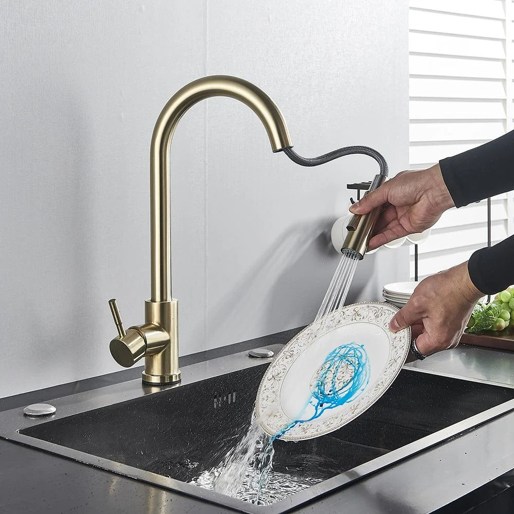 Brushed Gold Kitchen Faucet Sensitive Touch Control Sink Faucet