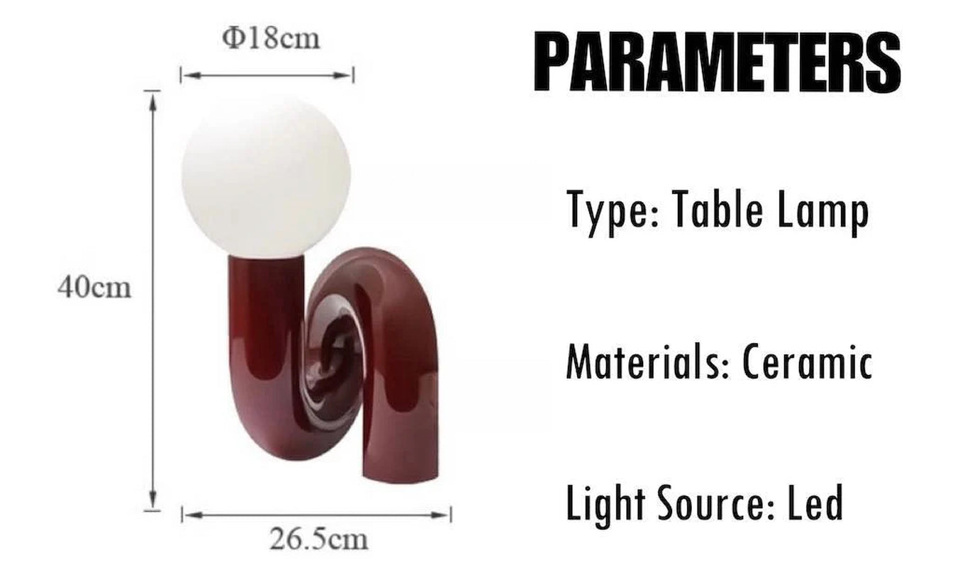 Modern Spiral Bedside Table Lamp - Quirky Whimsical Desk Lamp