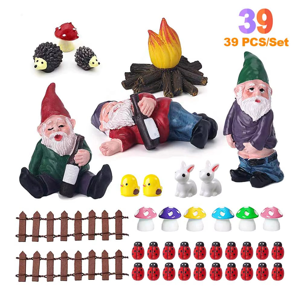Gnome Yard Fairy Garden Decoration Outdoor Miniatures Decorative Figures Flower Pots Kawaii Room Home Decor Accessories