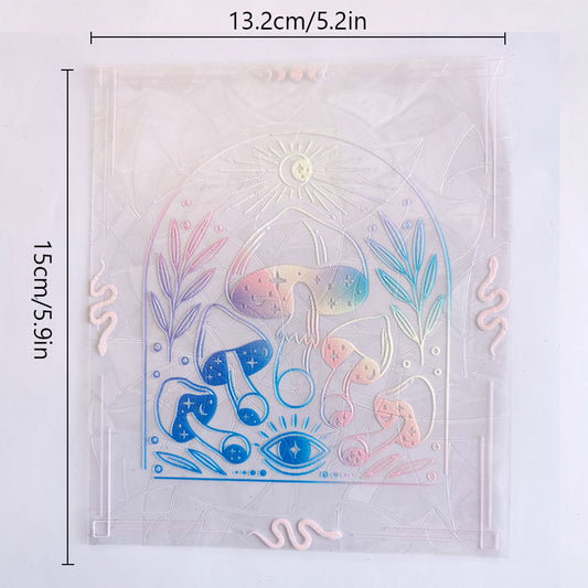 Colorful Suncatcher Rainbow Prism Mushroom Static Glass Sticker PVC Glue-Free Anti-Collision Window Sticker