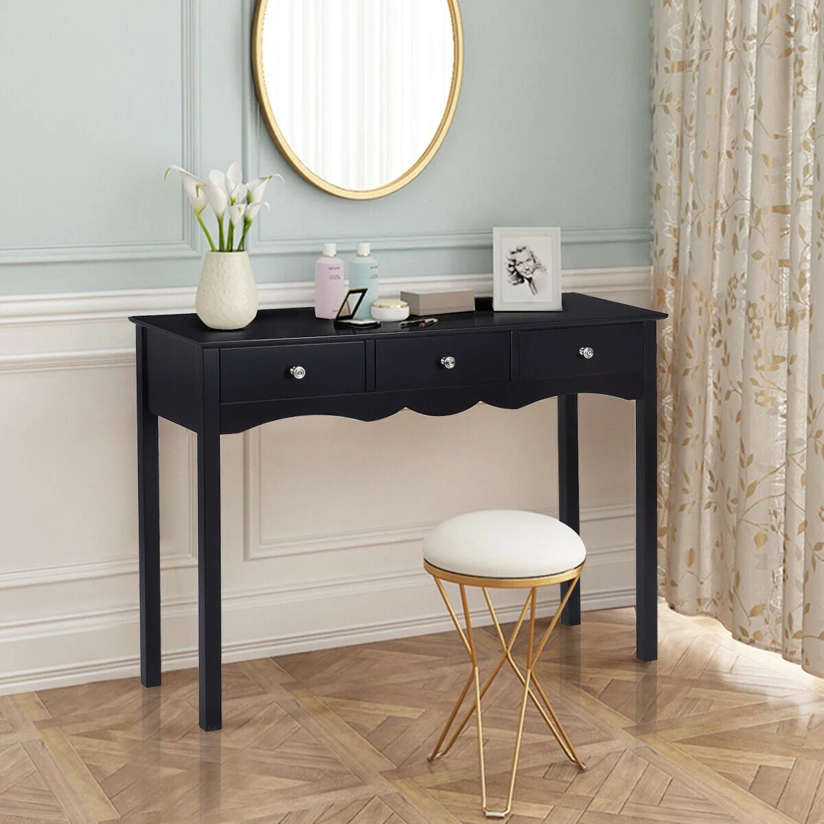 Console Table Hall Table Side Table Desk Accent Table 3 Drawers Entryway Black