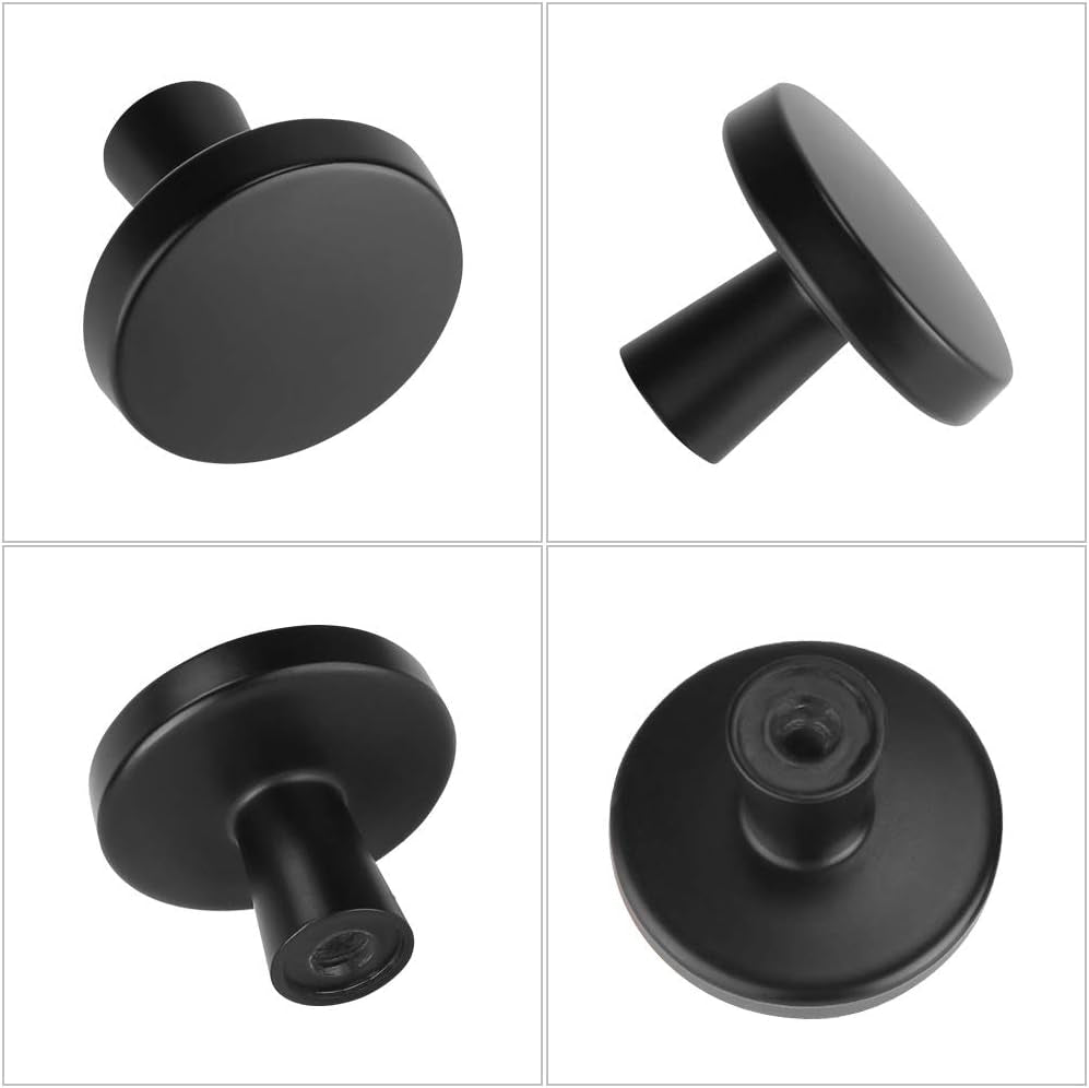 10 Pack Black Cabinet Knobs round Matte Kitchen Handles Zinc Alloy Metal Hardware for Dresser Drawer Desk Cupboard
