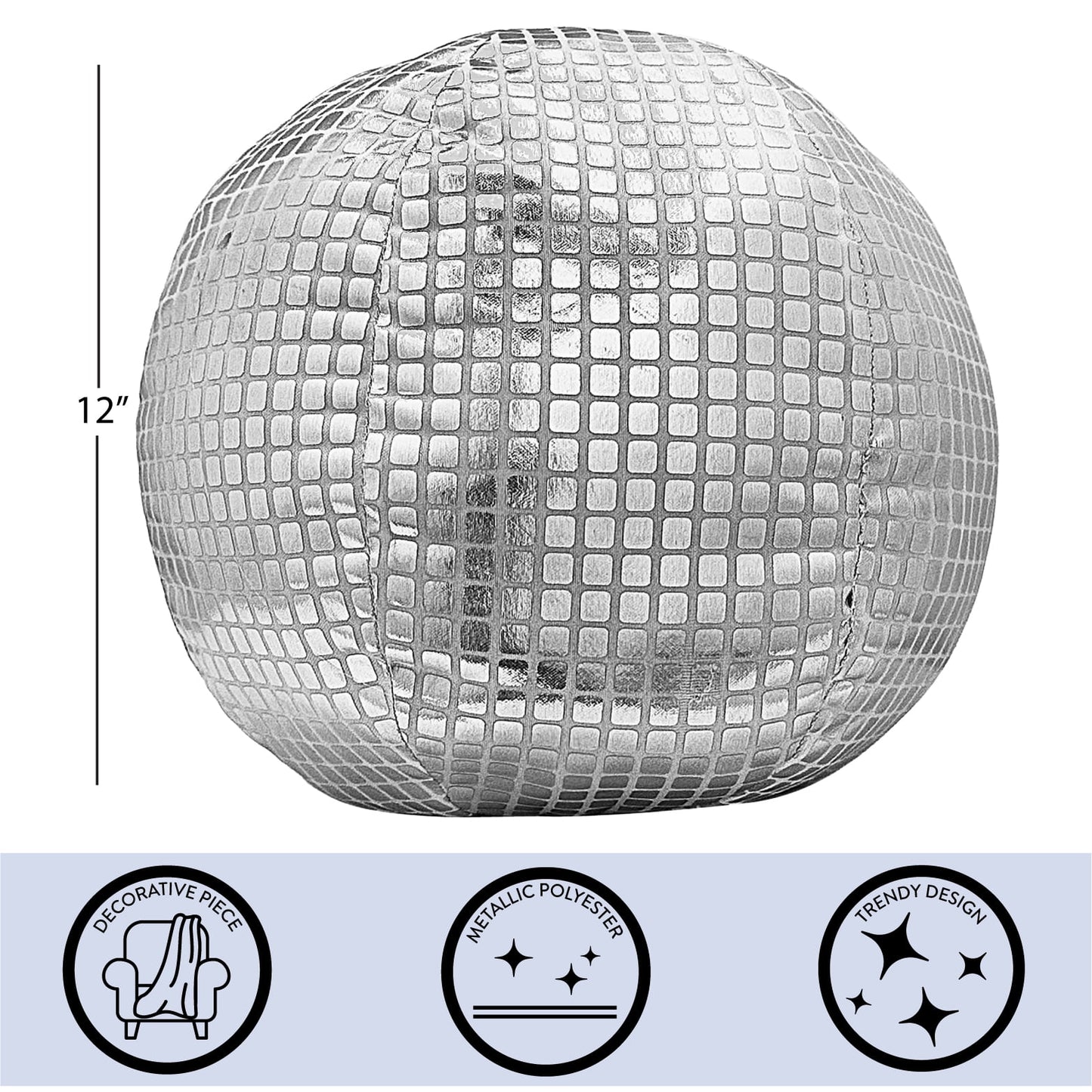 12" Disco Ball Decorative Pillow for Teens and Young Adults