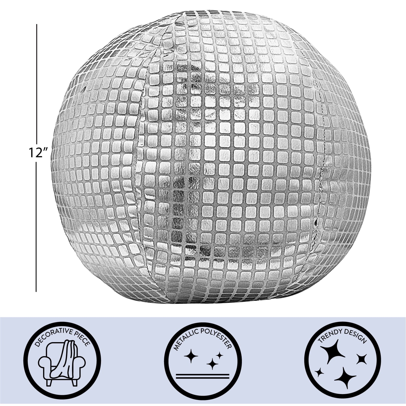 12" Disco Ball Decorative Pillow for Teens and Young Adults