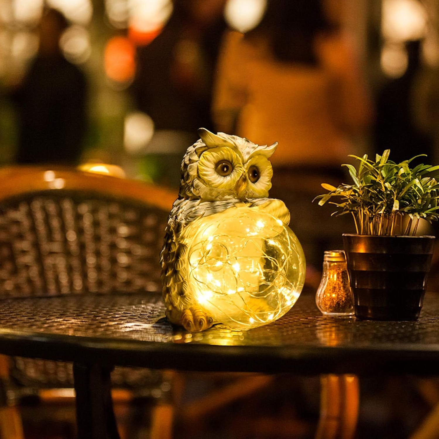 EUOTEO  Owl Garden Lights Handcrafted LED Solar Decorative Lights Perfect Garden Statue for Patios, Pools, Yard, Waterproof, Design with Longer, Brighter Charge & Smart Light Sensors