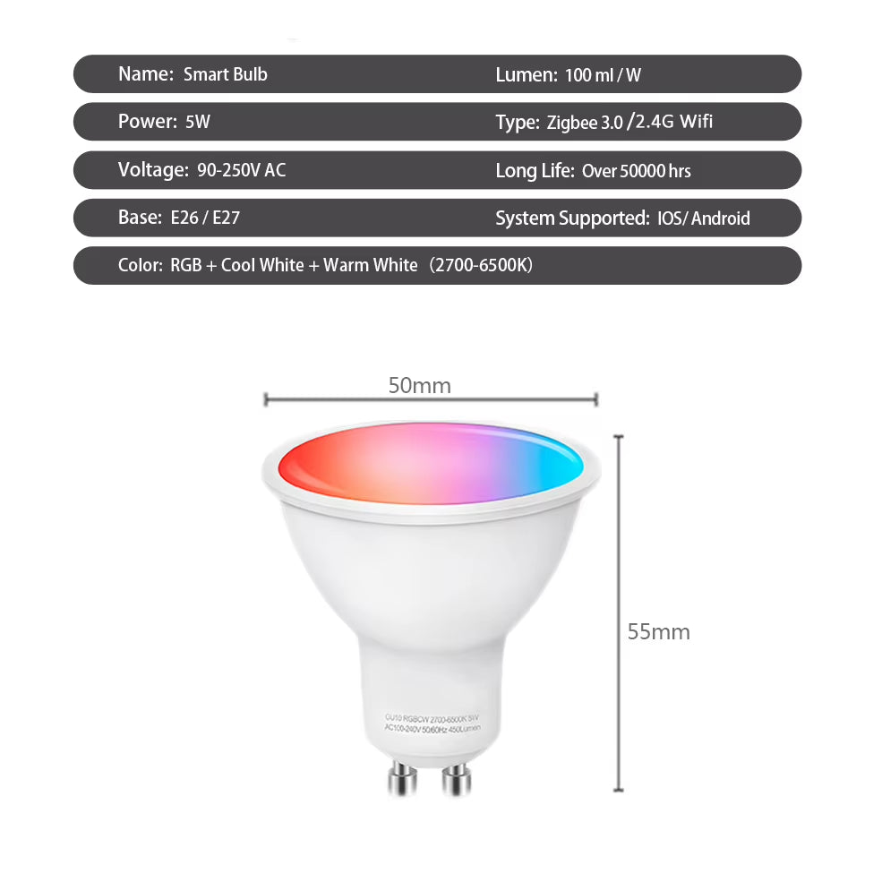 Ewelink GU10 Zigbee LED Bulbs Wifi Smart LED Lamp RGB CW WW LED Light Bulb Works with Alexa Google Yandex Smartthings
