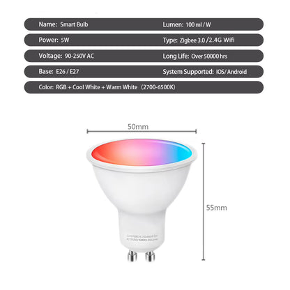 Ewelink GU10 Zigbee LED Bulbs Wifi Smart LED Lamp RGB CW WW LED Light Bulb Works with Alexa Google Yandex Smartthings