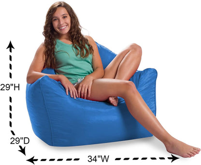 Structured Comfy Seat for Playrooms and Bedrooms, Large Bean Bag Chair, Malibu Lounge, Royal Blue