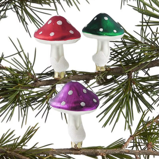 Glass Mushroom Clip Christmas Tree Ornaments Decorations for Home