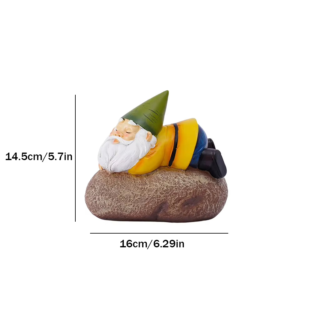 Creative Solar Glowing Elf Statue Ornament Resin Goblin Gnome Sculptures with Light Waterproof Garden Decor for Pathway