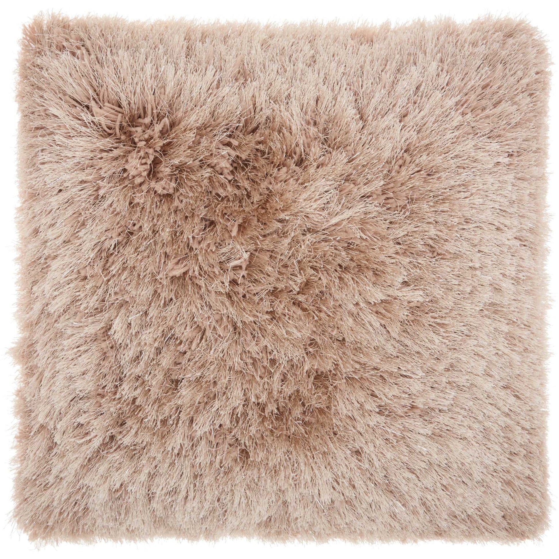 Yarn Shimmer Shag Decorative Throw Pillow, 17" X 17", Beige