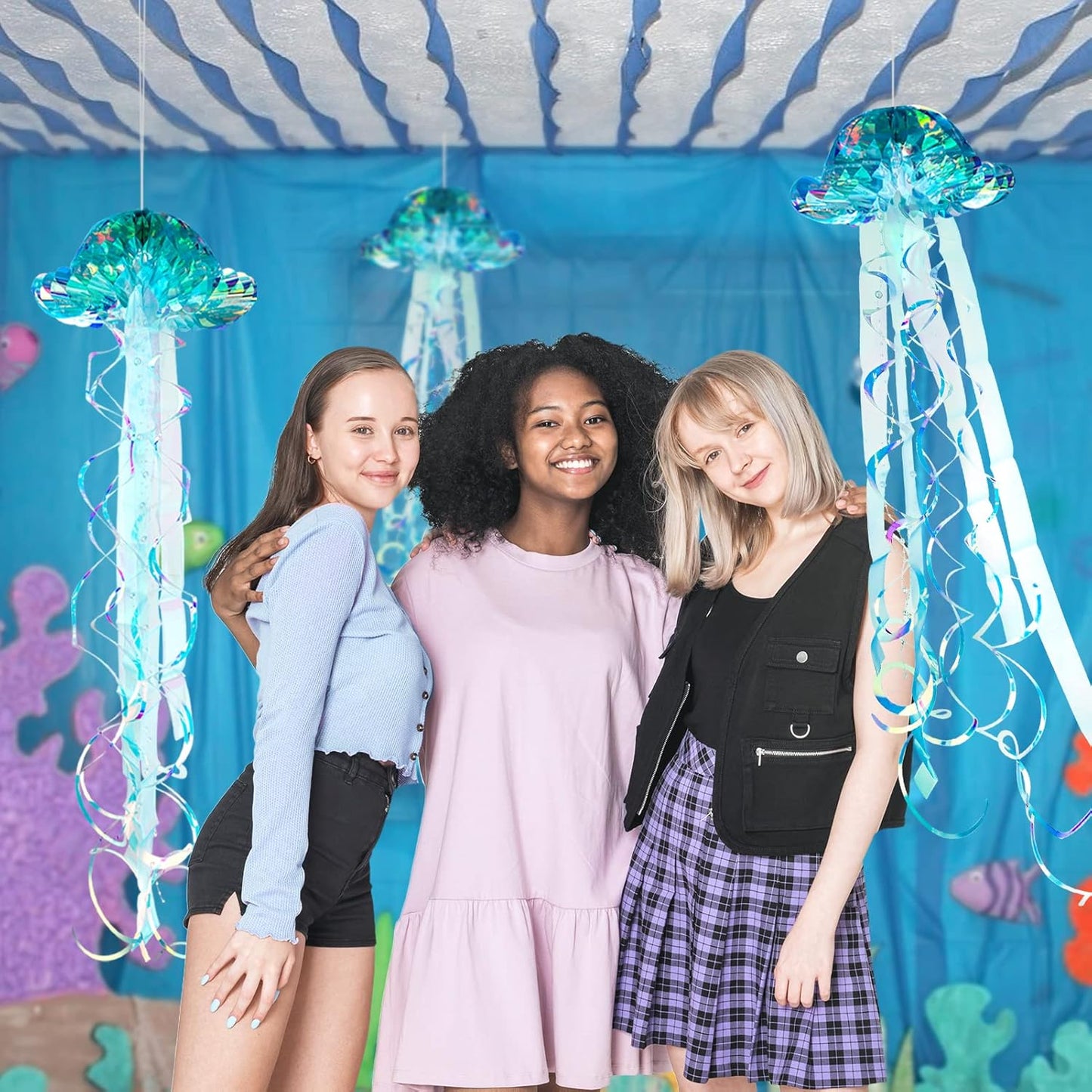 Ocean Blue Jellyfish Decor under the Sea Party Decoration Little Mermaid Theme Birthday Decorations Ocean Theme Décor Hanging Jelly Fish Lanterns Bridal Baby Shower Wedding Party Supply