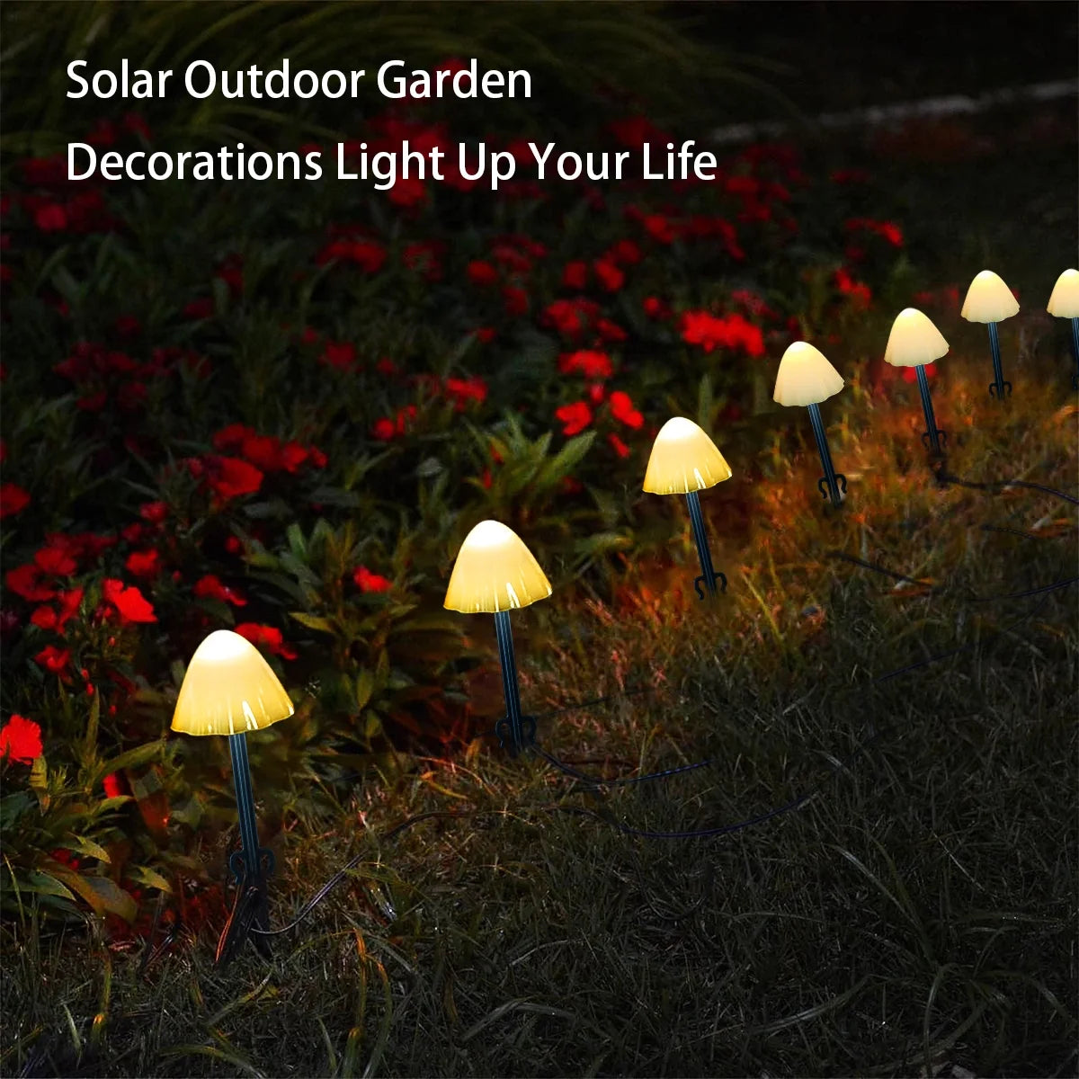 Mushroom Solar Lights, 8 Modes 12 LED Outdoor Waterproof Solar Garden Lights, Warm White Mushroom Solar Lights Landscape Pathway Lights