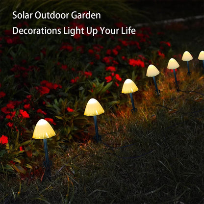 Mushroom Solar Lights, 8 Modes 12 LED Outdoor Waterproof Solar Garden Lights, Warm White Mushroom Solar Lights Landscape Pathway Lights