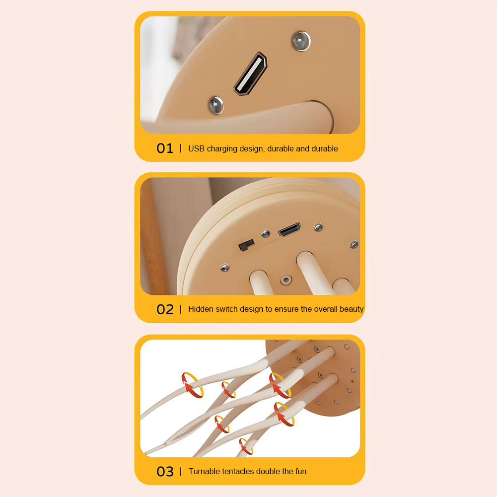 Rotating Jellyfish Night Light Jellyfish Nightlight Type-C Charging Jellyfish Bedside Lamp Creative Sleeping Light for Desktop