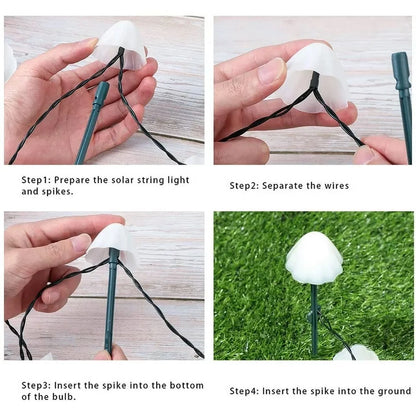 Mushroom Solar Lights, 8 Modes 12 LED Outdoor Waterproof Solar Garden Lights, Warm White Mushroom Solar Lights Landscape Pathway Lights