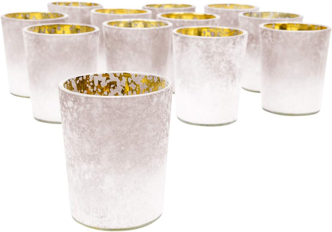 2.6" Tall Mauve Frosted Ombre Mercury Glass Votive Candle Holders Set of 12 Frosted Glass