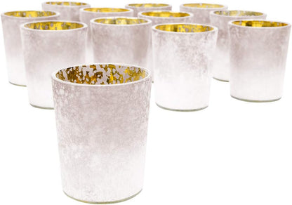 2.6" Tall Mauve Frosted Ombre Mercury Glass Votive Candle Holders Set of 12 Frosted Glass
