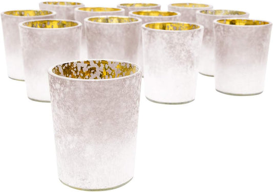 2.6" Tall Mauve Frosted Ombre Mercury Glass Votive Candle Holders Set of 12 Frosted Glass