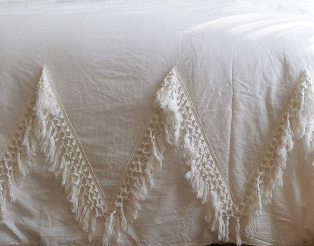 Boho Duvet Cover Boho Bedding Tassel Tufted Fringed 100% Cotton Queen