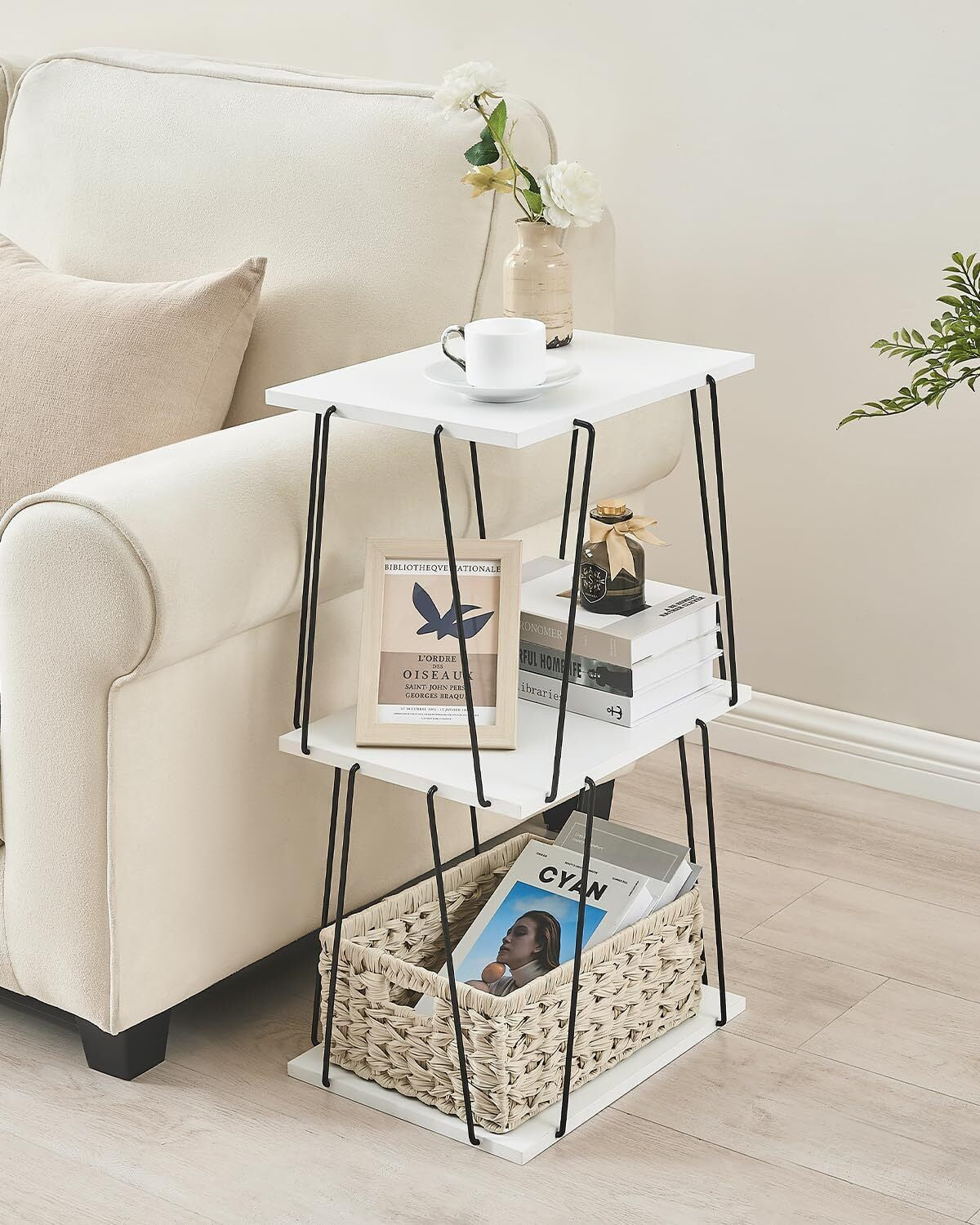 Tall Side Table, Small End Table, 29 Inch High Accent Table, Bedside Table Fo...