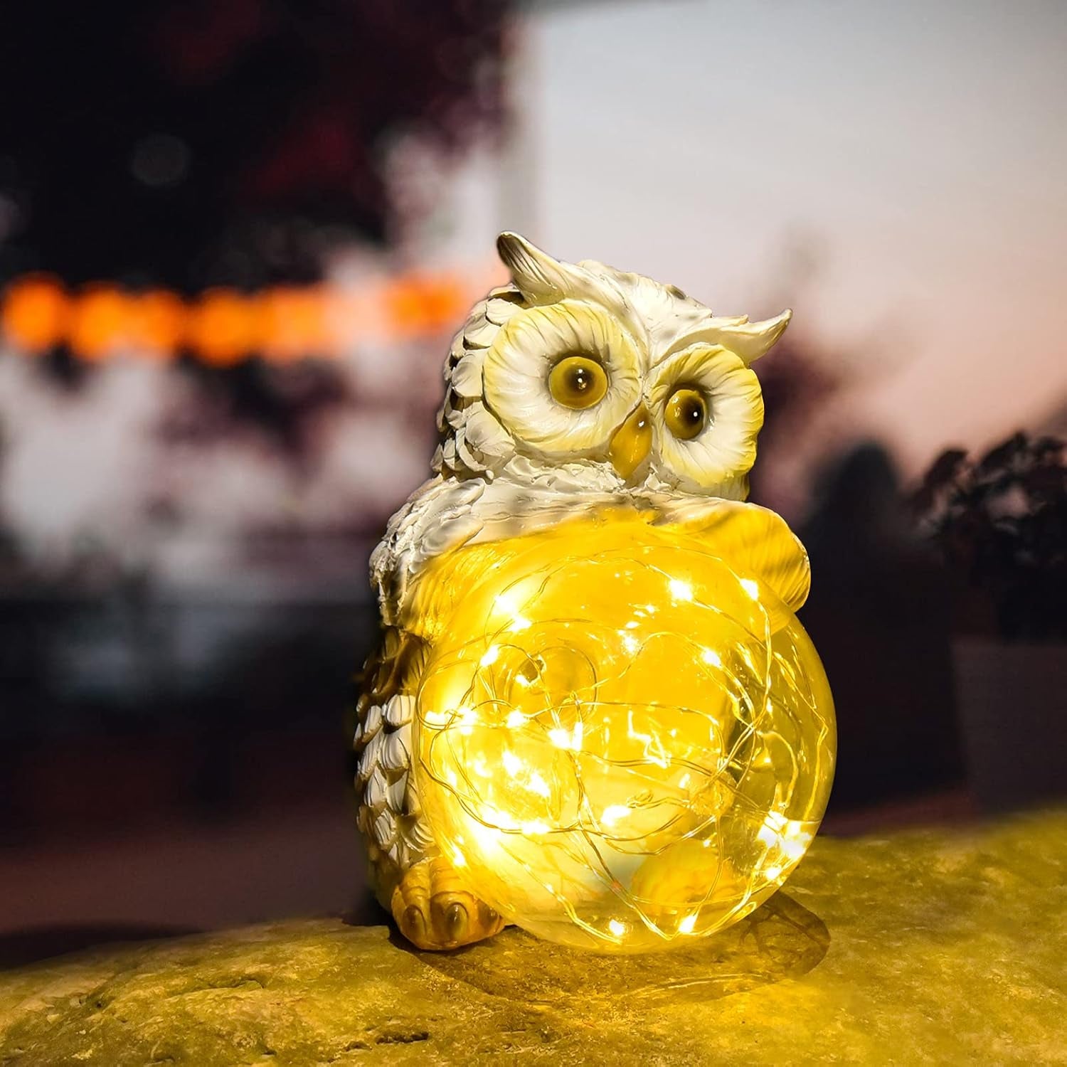 EUOTEO  Owl Garden Lights Handcrafted LED Solar Decorative Lights Perfect Garden Statue for Patios, Pools, Yard, Waterproof, Design with Longer, Brighter Charge & Smart Light Sensors
