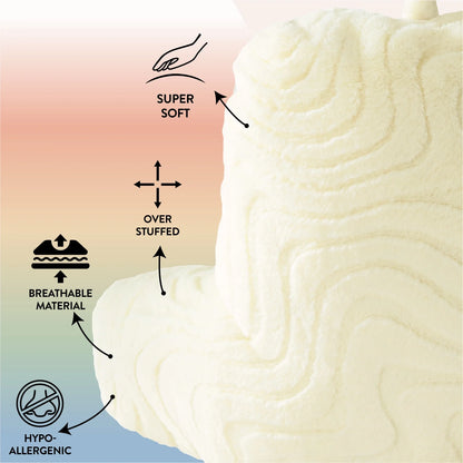 32" X 10" X 16" Cream Groovy Backrest Bed Pillow