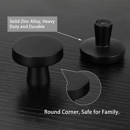 10 Pack Black Cabinet Knobs round Matte Kitchen Handles Zinc Alloy Metal Hardware for Dresser Drawer Desk Cupboard