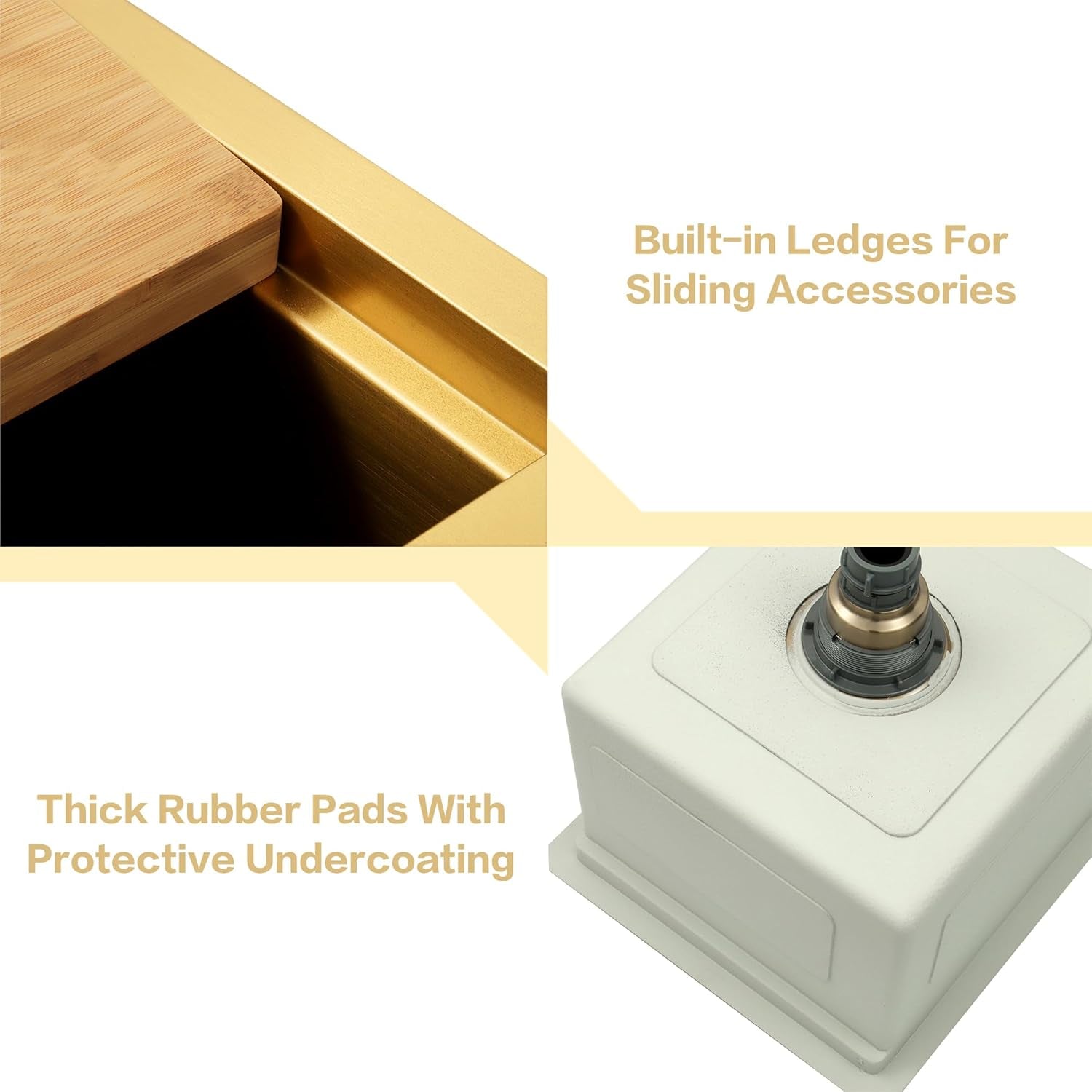Gold Bar Sink Undermount, 15" X 17" Stainless Steel Bar Prep RV Sink, 16 Gauge Workstation Sinks, Small Single Bowl Kitchen Sinks with Cutting Board and Accessories