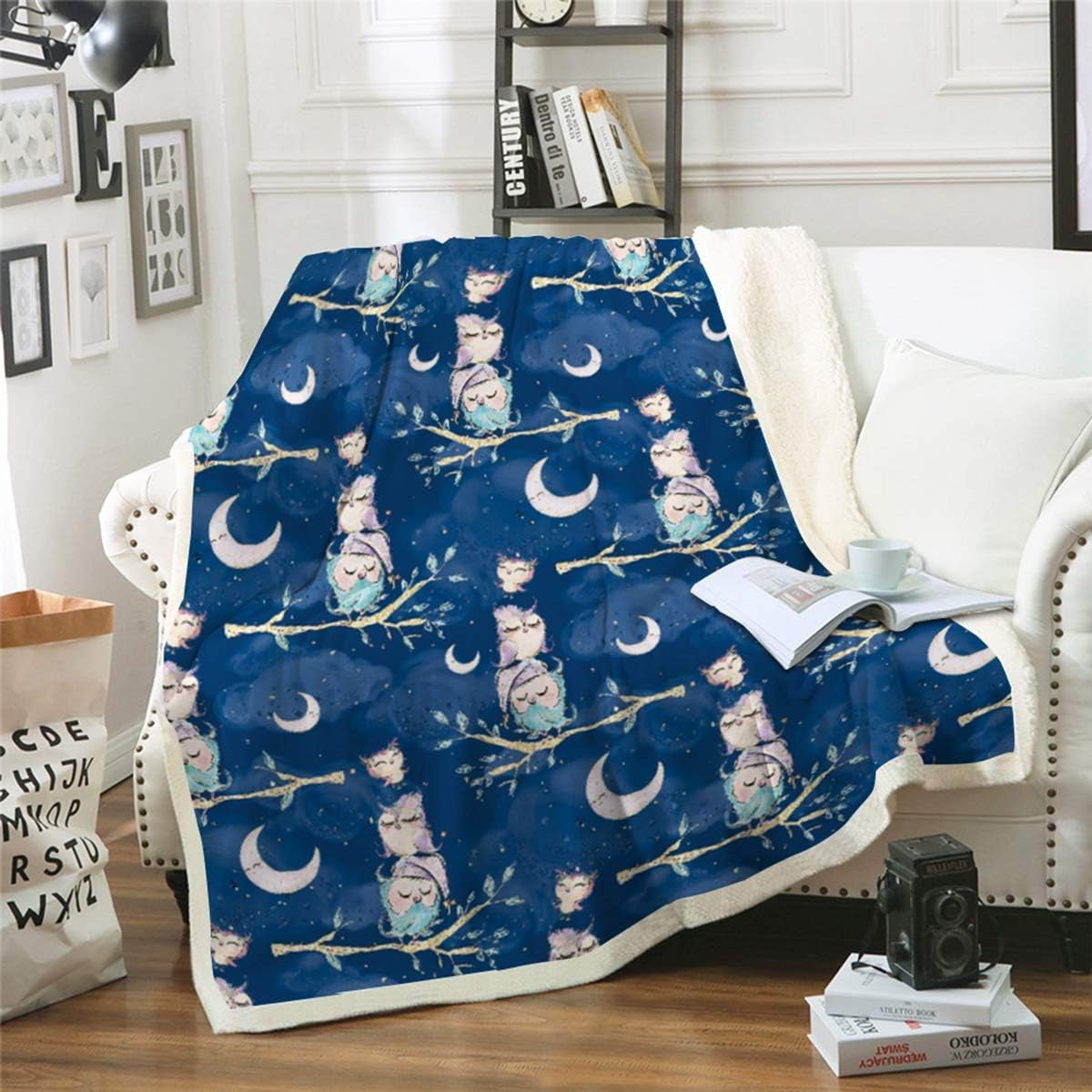 Owl Kids Blanket Sherpa Fleece Blanket Throw Size Fuzzy Flannel Blanket for Spring/Summer Soft Fleece Sofa Couch Blanket TV Bed Blanket to Kids 50"X 60"