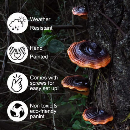 5Pcs Resin Mushroom Tree Hugger Ganoderma Figurines Tree Sculpture Dark Mushroom Yard Decor Fairy Mushroom Garden Decorations