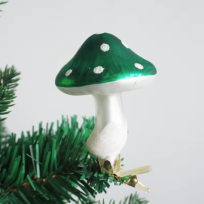 Glass Mushroom Clip Christmas Tree Ornaments Decorations for Home