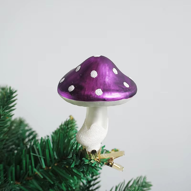 Glass Mushroom Clip Christmas Tree Ornaments Decorations for Home