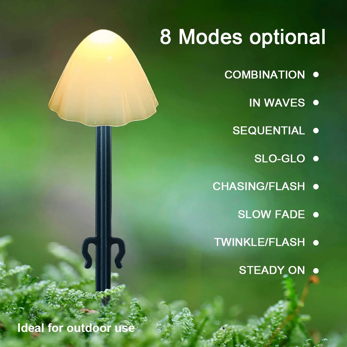 Mushroom Solar Lights, 8 Modes 12 LED Outdoor Waterproof Solar Garden Lights, Warm White Mushroom Solar Lights Landscape Pathway Lights
