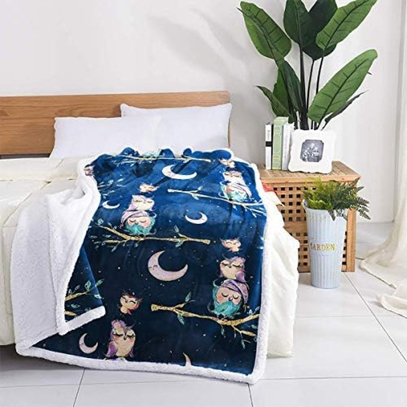 Owl Kids Blanket Sherpa Fleece Blanket Throw Size Fuzzy Flannel Blanket for Spring/Summer Soft Fleece Sofa Couch Blanket TV Bed Blanket to Kids 50"X 60"