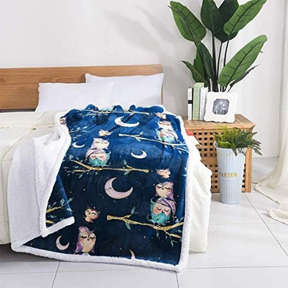 Owl Kids Blanket Sherpa Fleece Blanket Throw Size Fuzzy Flannel Blanket for Spring/Summer Soft Fleece Sofa Couch Blanket TV Bed Blanket to Kids 50"X 60"