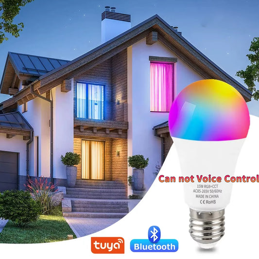 Tuya Wifi Bluetooth E27 Smart Bulb RGBCW 100-240V 15W LED 