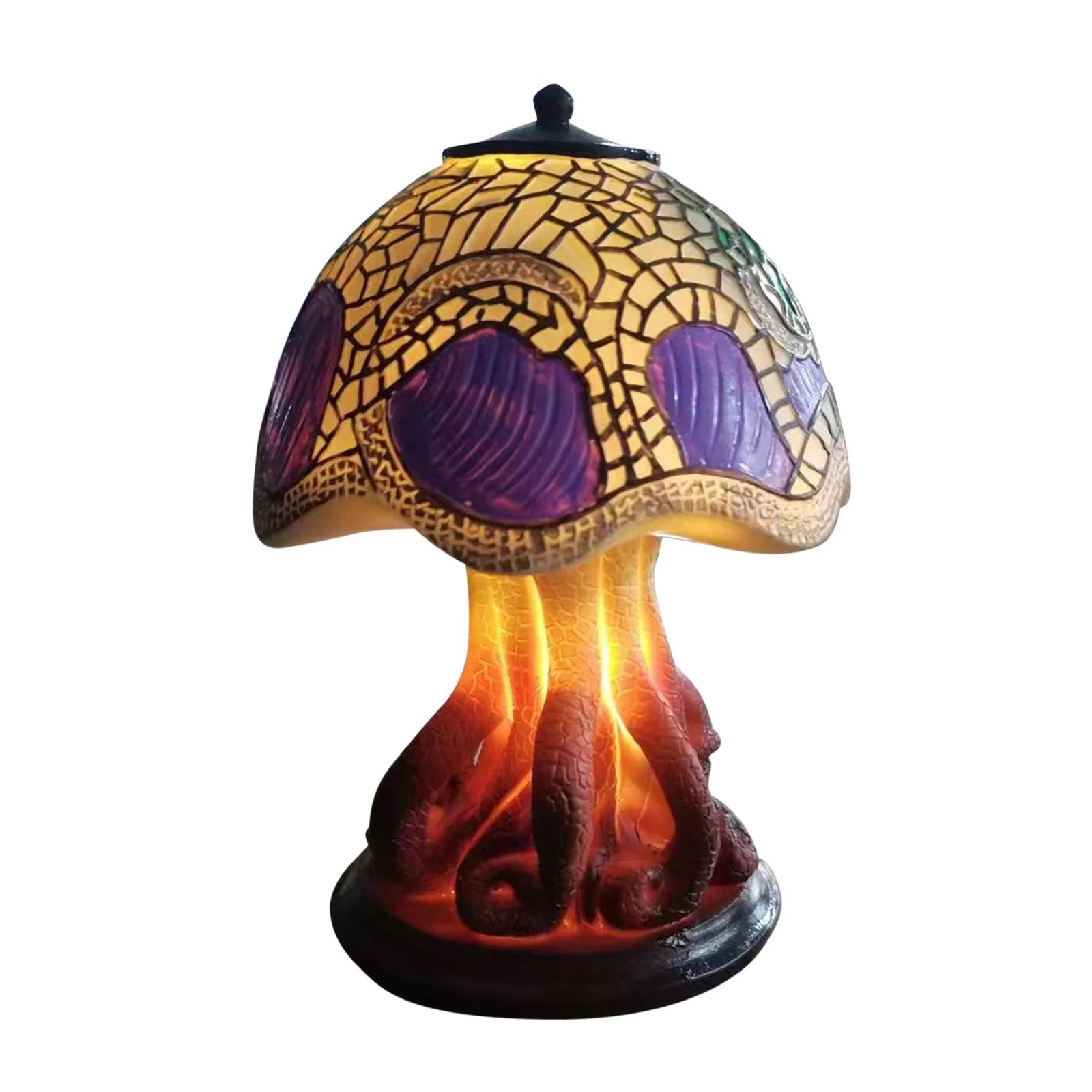 Painting Glass Mushroom Table Lamp, Stained Glass Plant Series Table Lamp