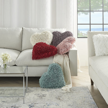 Mina Victory Frame Heart Shag Modern Polyester Throw Pillow in Lavender Purple