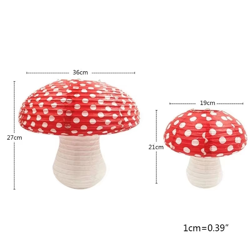 Mushroom Paper Lanterns Hanging 3D Mushroom Ornament Backdrop for Forest Jungle Wonderland Themed Birthday Party Decor