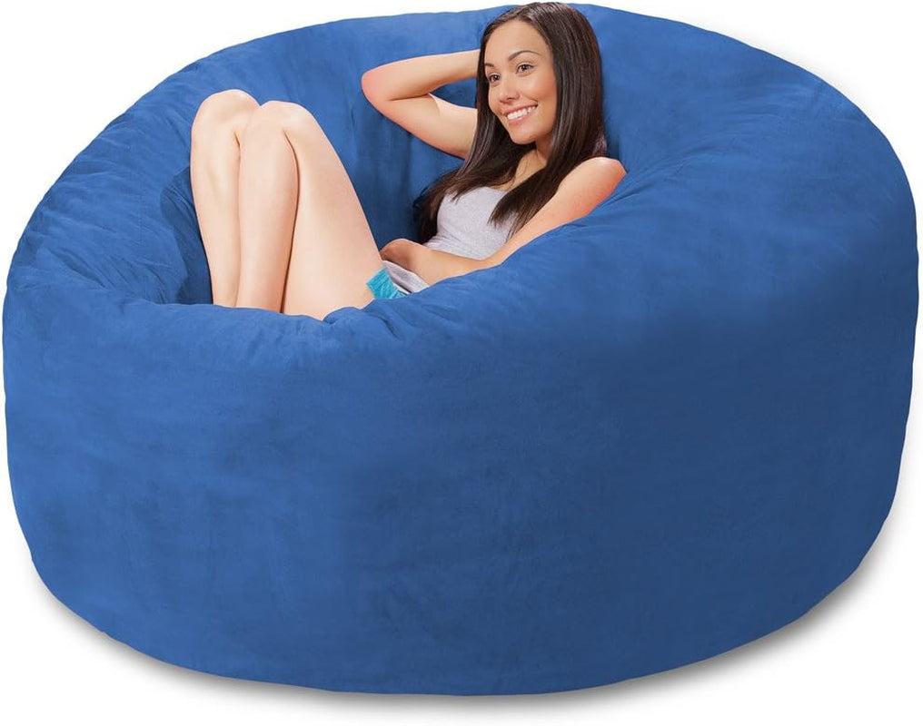 Memory Foam Bean Bag Chair, Royal Blue Micro Suede